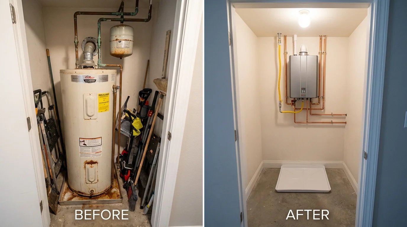 Tank water heater versus wall-mounted tankless unit comparison for Canton, MO homeowners